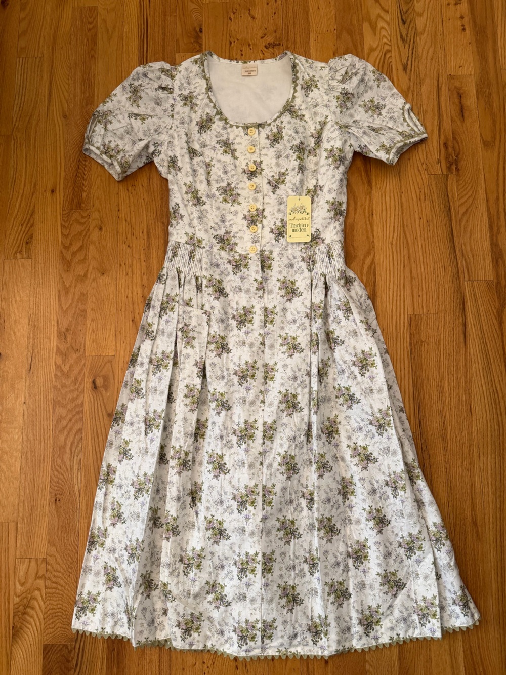 Vintage Angelika Moden Oktoberfest Trachten Midi Dress 100% cotton Dirndl Folk